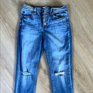 KanCan Blue High Rise Distressed Jeans Size 30